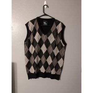 The North Pole Mens Size XL Black Brown Argyle Diamond Pattern Sweater Vest